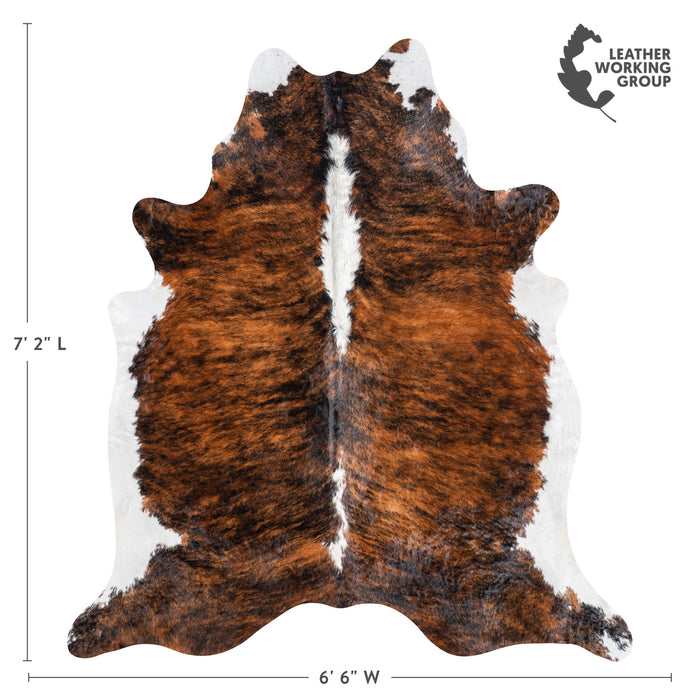 Brazilian Brindle White Belly and Backbone Cowhide Rug Size 7'2" L x 6'6" W 8774