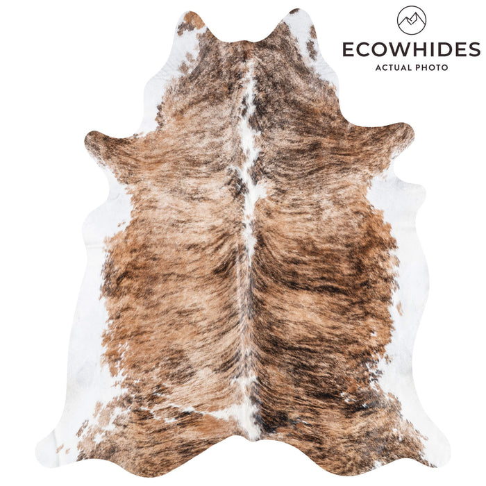 Brazilian Brindle White Belly and Backbone Cowhide Rug Size 7'7" L x 6'8" W 8776