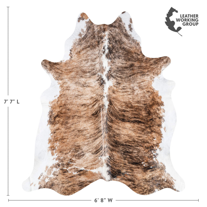 Brazilian Brindle White Belly and Backbone Cowhide Rug Size 7'7" L x 6'8" W 8776