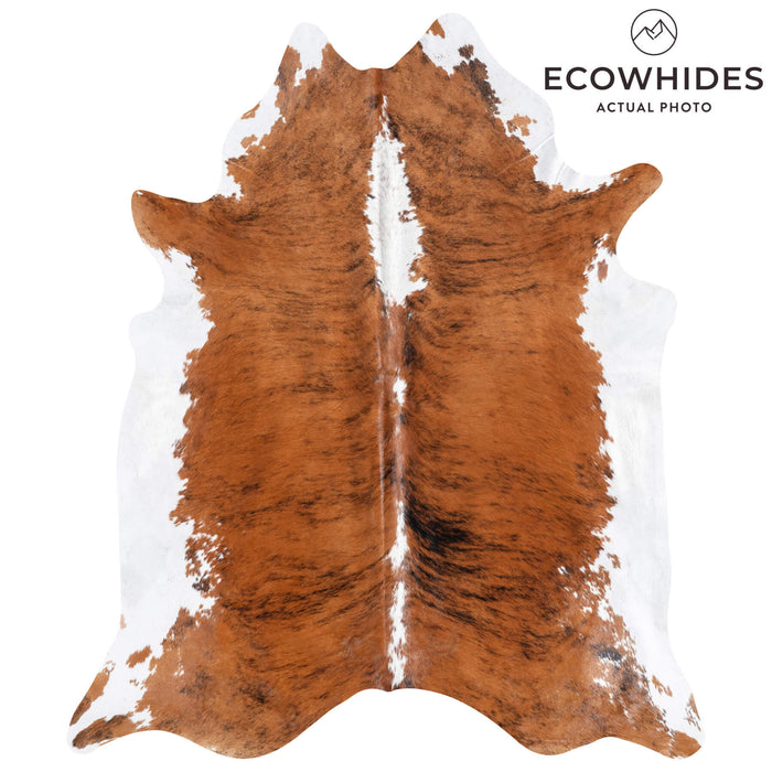 Brazilian Brindle White Belly and Backbone Cowhide Rug Size 7'8" L x 6'7" W 8777