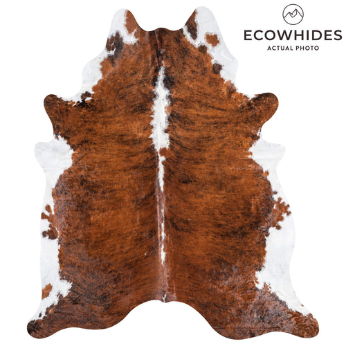 Brazilian Brindle White Belly and Backbone Cowhide Rug Size 8'0" L x 6'11" W 8780