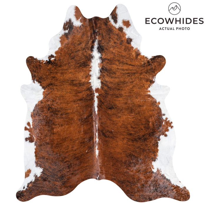 Brazilian Brindle White Belly and Backbone Cowhide Rug Size 8'0" L x 6'11" W 8780