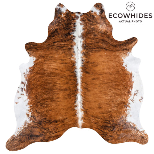 Brazilian Brindle White Belly and Backbone Cowhide Rug Size 6'9" L x 6'5" W 8782