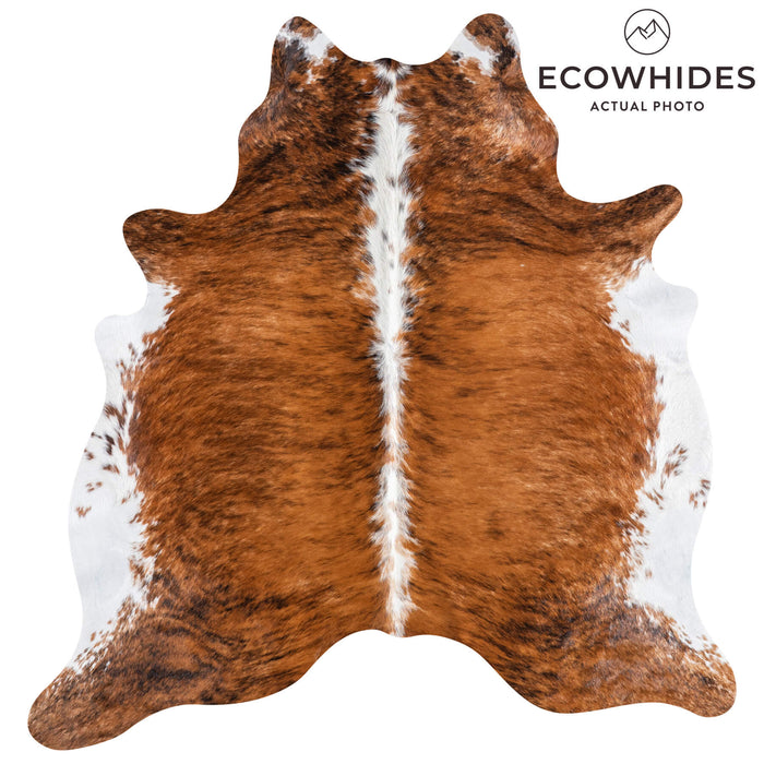 Brazilian Brindle White Belly and Backbone Cowhide Rug Size 6'9" L x 6'5" W 8782