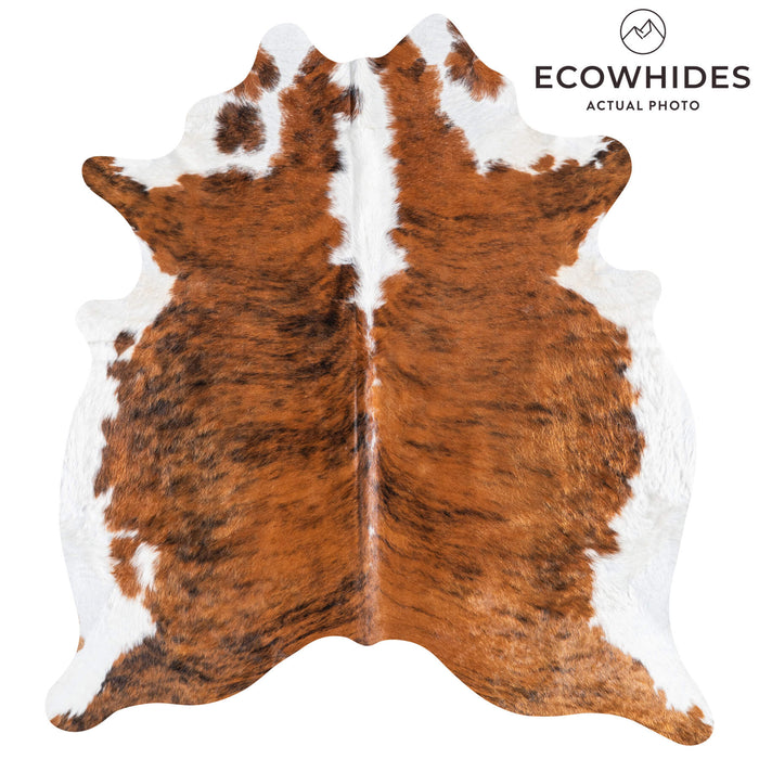 Brazilian Brindle White Belly and Backbone Cowhide Rug Size 6'9" L x 6'1" W 8783