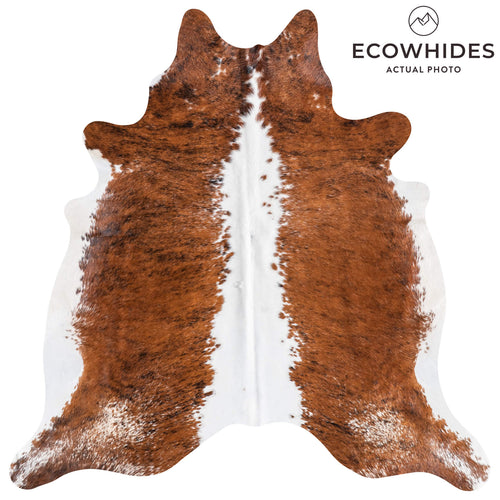 Brazilian Brindle White Belly and Backbone Cowhide Rug Size 6'7" L x 6'7" W 8784