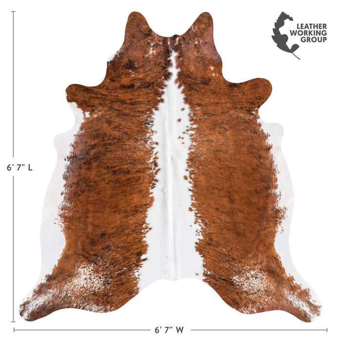 Brazilian Brindle White Belly and Backbone Cowhide Rug Size 6'7" L x 6'7" W 8784