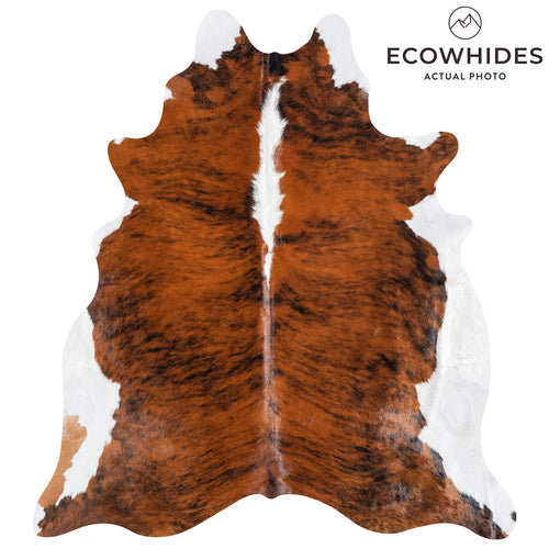 Brazilian Brindle White Belly and Backbone Cowhide Rug Size 7'0" L x 6'3" W 8786