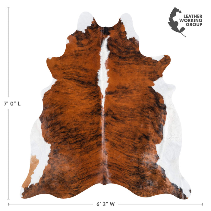 Brazilian Brindle White Belly and Backbone Cowhide Rug Size 7'0" L x 6'3" W 8786