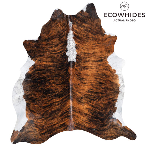 Brazilian Brindle White Belly and Backbone Cowhide Rug Size 6'10" L x 5'11" W 8788