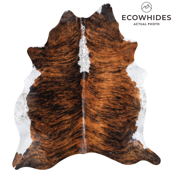 Brazilian Brindle White Belly and Backbone Cowhide Rug Size 6'10" L x 5'11" W 8788