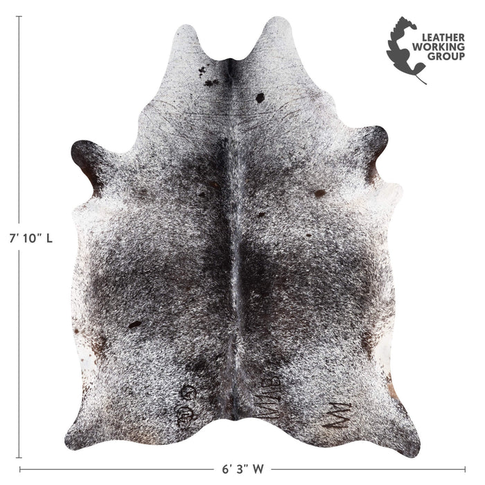 Brazilian Black Salt and Pepper Cowhide Rug Size 7'10" L x 6'3" W 8889