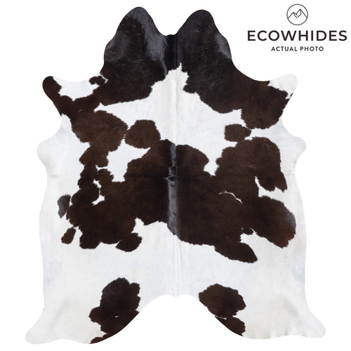 Brazilian Chocolate and White Cowhide Rug Size 7'7" L x 6'8" W 8909