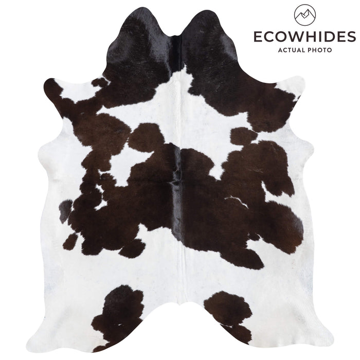 Brazilian Chocolate and White Cowhide Rug Size 7'7" L x 6'8" W 8909