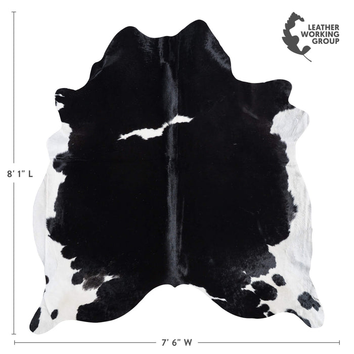 Brazilian Black and White Cowhide Rug Size 8'1" L x 7'6" W 8913