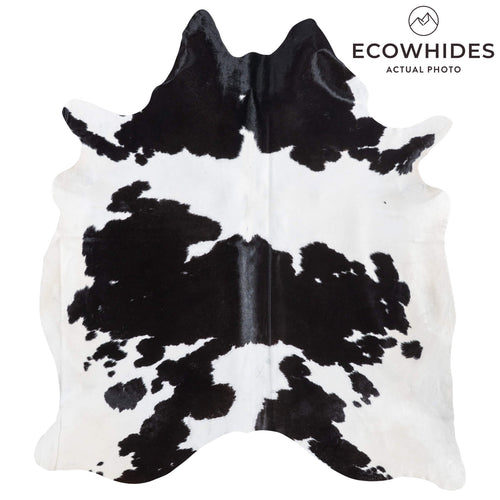 Brazilian Black and White Cowhide Rug Size 7'6" L x 6'10" W 8917