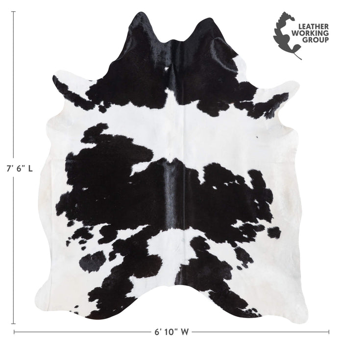 Brazilian Black and White Cowhide Rug Size 7'6" L x 6'10" W 8917