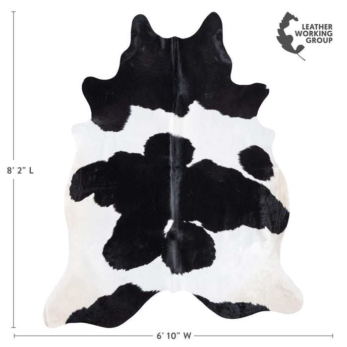 Brazilian Black and White Cowhide Rug Size 8'2" L x 6'10" W 8920