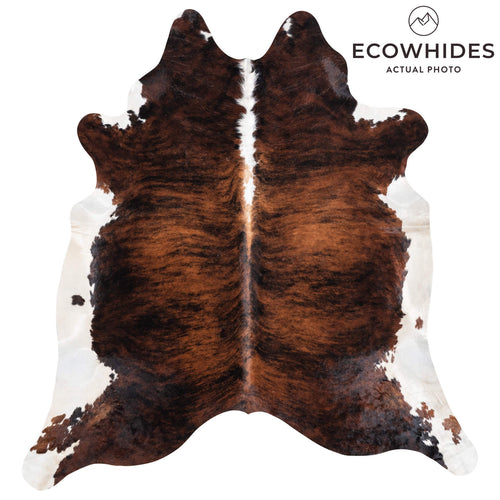 Brazilian Brindle White Belly and Backbone Cowhide Rug Size 8'2" L x 7'9" W 8926