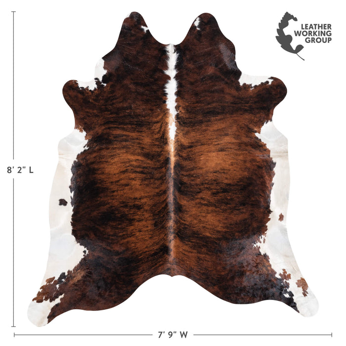 Brazilian Brindle White Belly and Backbone Cowhide Rug Size 8'2" L x 7'9" W 8926