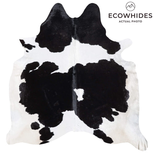 Brazilian Black and White Cowhide Rug Size 7'8" L x 7'4" W 8927