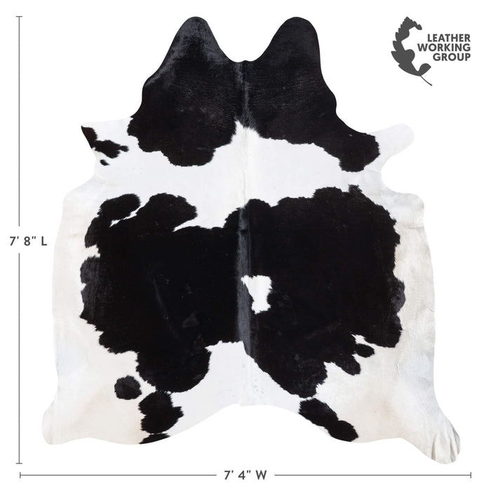 Brazilian Black and White Cowhide Rug Size 7'8" L x 7'4" W 8927