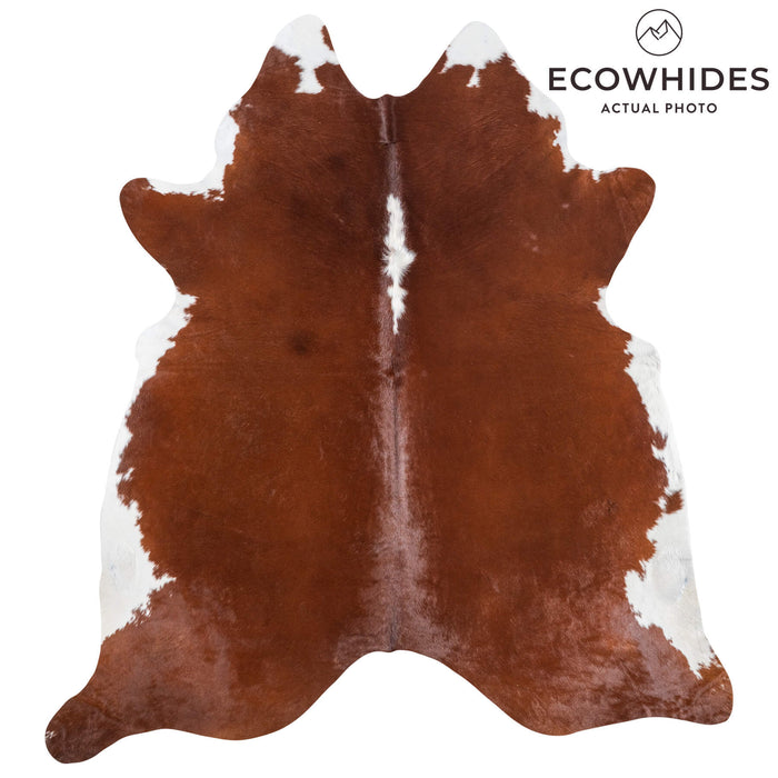 Brazilian Brown and White Cowhide Rug Size 7'11" L x 7'2" W 8930
