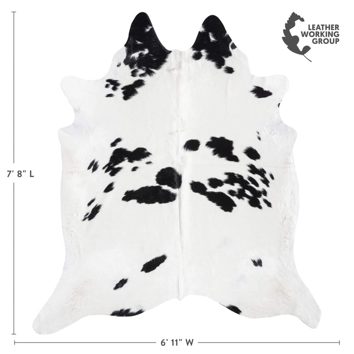 Brazilian Black and White Cowhide Rug Size 7'8" L x 6'11" W 8934
