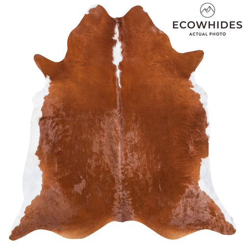 Brazilian Brown and White Cowhide Rug Size 7'5" L x 7'2" W 8938