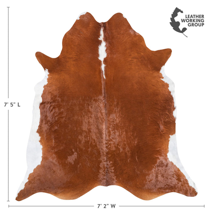 Brazilian Brown and White Cowhide Rug Size 7'5" L x 7'2" W 8938