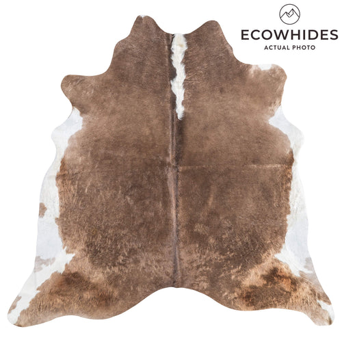 Brazilian Chocolate and White Cowhide Rug Size 7'4" L x 7'5" W 8941