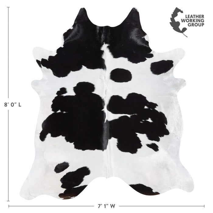 Brazilian Black and White Cowhide Rug Size 8'0" L x 7'1" W 8942