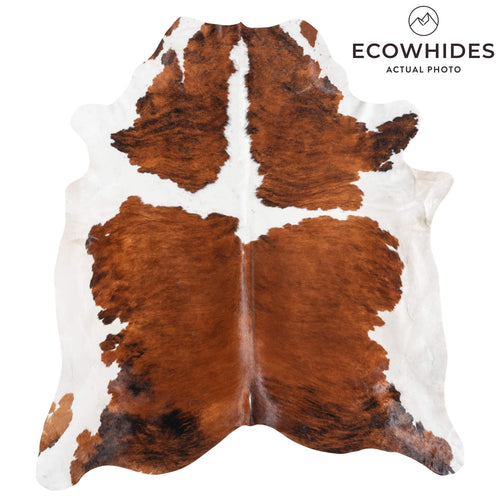 Brazilian Brindle White Belly and Backbone Cowhide Rug Size 7'10" L x 7'1" W 8953