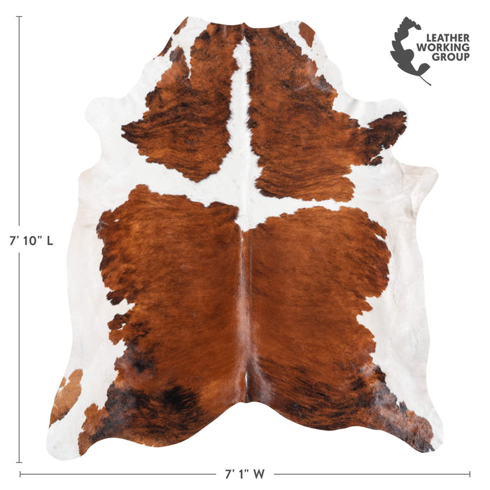 Brazilian Brindle White Belly and Backbone Cowhide Rug Size 7'10" L x 7'1" W 8953