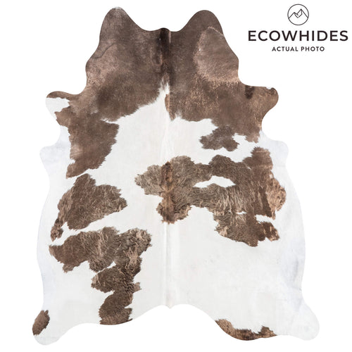 Brazilian Chocolate and White Cowhide Rug Size 7'9" L x 6'7" W 8957