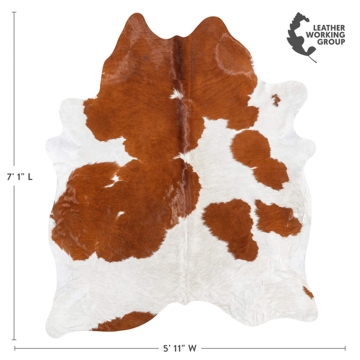 Brazilian Brown and White Cowhide Rug Size 7'1" L x 5'11" W 8960