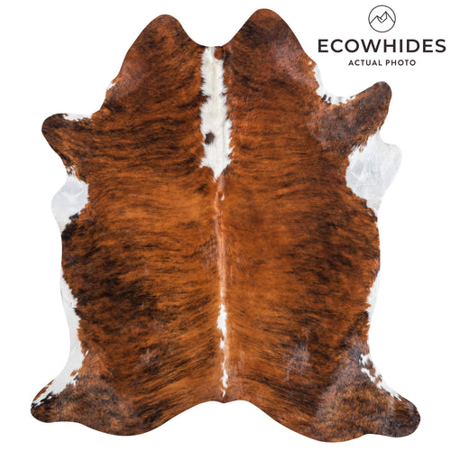 Brazilian Brindle White Belly and Backbone Cowhide Rug Size 8'1" L x 7'2" W 8963