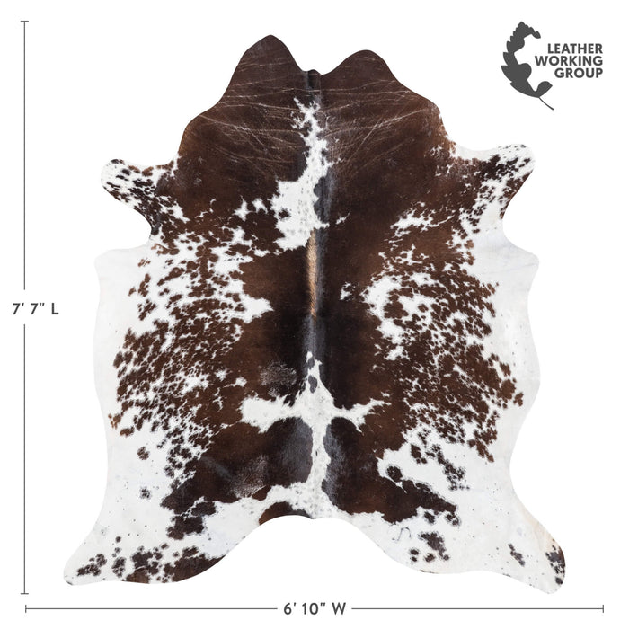 Brazilian Chocolate and White Cowhide Rug Size 7'7" L x 6'10" W 8964