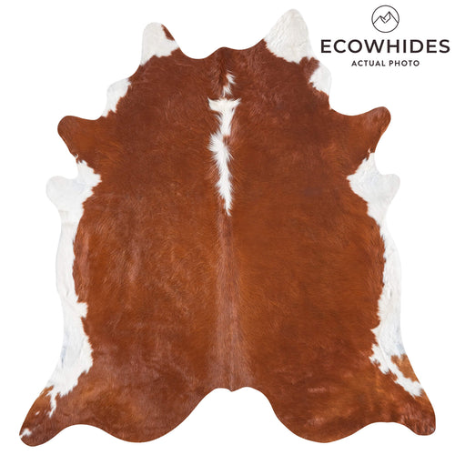 Brazilian Brown and White Cowhide Rug Size 8'4" L x 7'11" W 8965