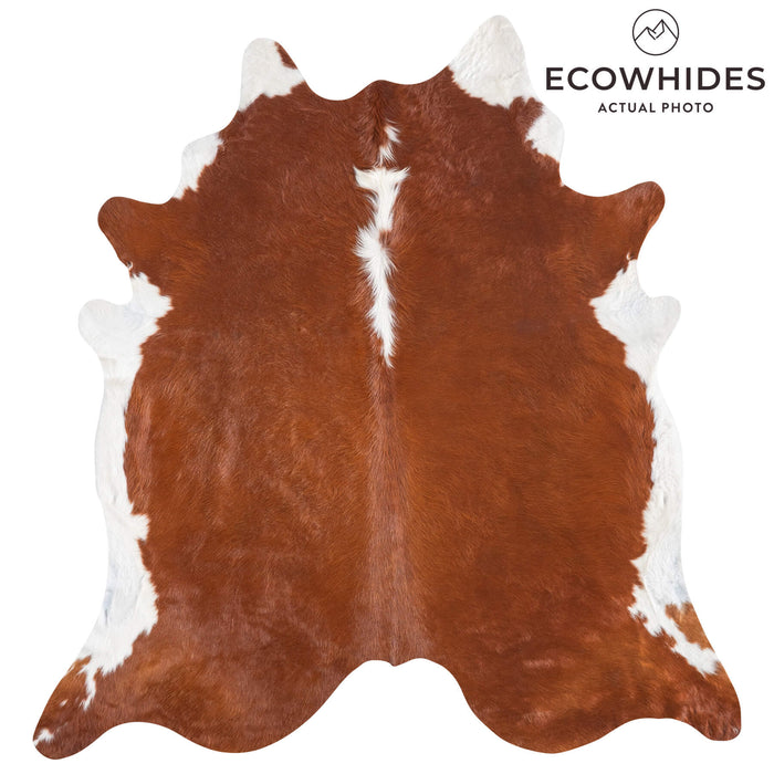 Brazilian Brown and White Cowhide Rug Size 8'4" L x 7'11" W 8965