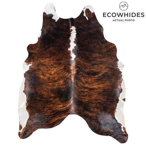 Brazilian Brindle White Belly and Backbone Cowhide Rug Size 7'8" L x 5'11" W 8968
