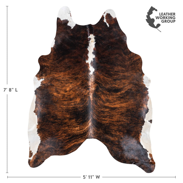Brazilian Brindle White Belly and Backbone Cowhide Rug Size 7'8" L x 5'11" W 8968