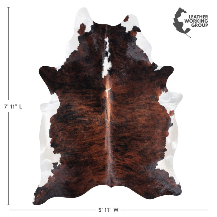 Brazilian Brindle White Belly Cowhide Rug Size 7'11" L x 5'11" W 8971