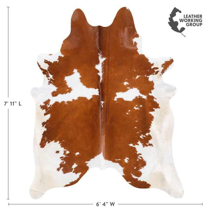 Brazilian Brown and White Cowhide Rug Size 7'11" L x 6'4" W 8976