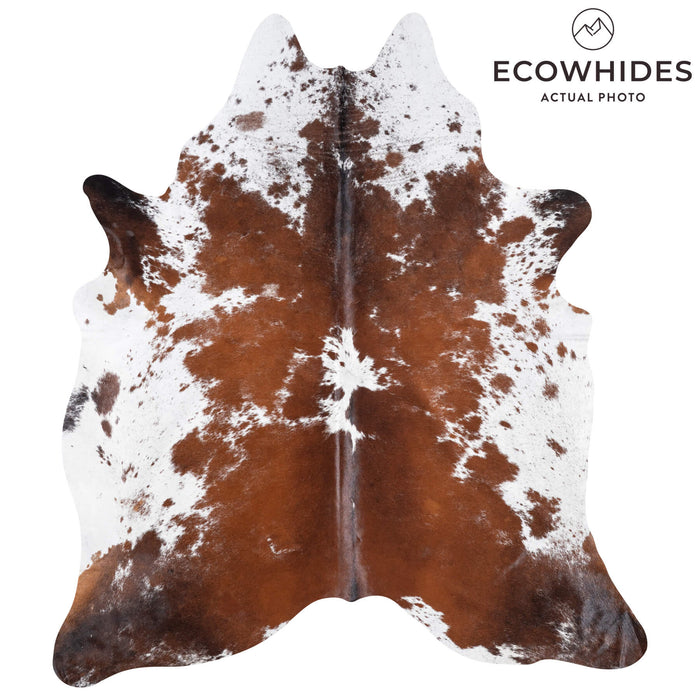 Brazilian Chocolate and White Cowhide Rug Size 7'11" L x 6'11" W 8977