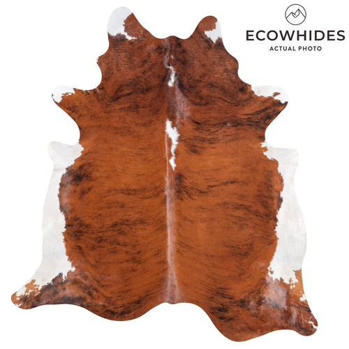 Brazilian Brindle White Belly Cowhide Rug Size 8'1" L x 7'5" W 8978