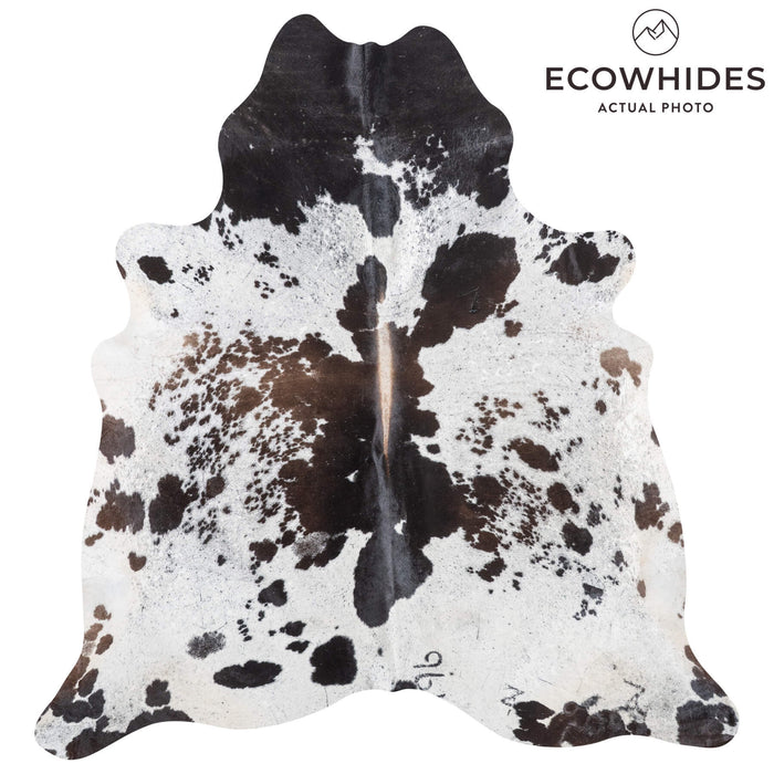 Brazilian Chocolate and White Cowhide Rug Size 7'8" L x 7'1" W 8981