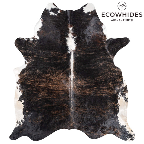 Brazilian Brindle White Belly and Backbone Cowhide Rug Size 7'9" L x 6'10" W 8982