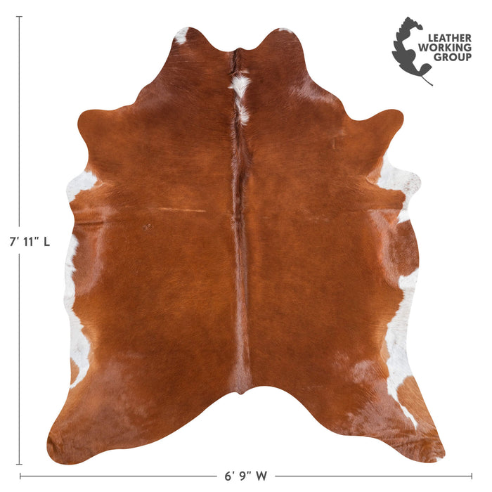 Brazilian Brown and White Cowhide Rug Size 7'11" L x 6'9" W 8984
