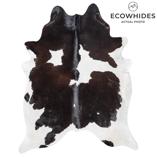Brazilian Chocolate and White Cowhide Rug Size 8'5" L x 6'11" W 8989